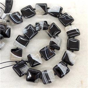 Natural Agate Druzy Square Beads White Black Dye, approx 18mm