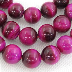 hotpink Tiger eye stone beads, round, approx 10mm dia