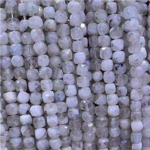 faceted white MoonStone cube beads, approx 4x4mm