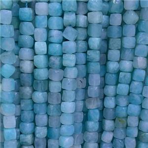 green Amazonite Beads, faceted cube, approx 4x4mm