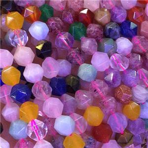 mix Gemstone Beads, star-cutting, approx 10mm dia