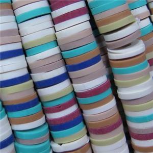 Fimo Polymer Clay heishi beads, mixed color, approx 8mm dia