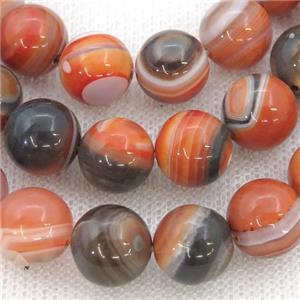 round striped Agate Beads, orange, approx 18mm dia