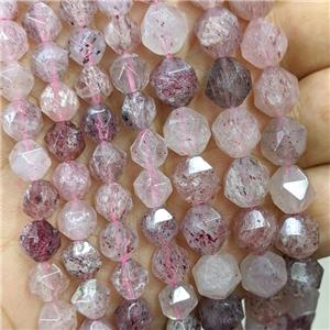 Strawberry Quartz Beads, faceted round, starcut, approx 8mm dia