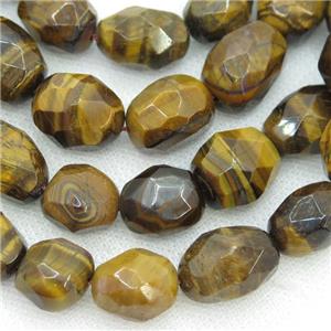 Tiger eye stone Beads, faceted freeform, approx 12-16mm