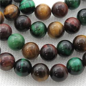 multicolor Tiger eye stone beads, round, approx 12mm dia