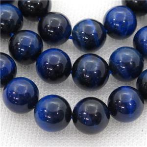 blue Tiger eye stone beads, round, approx 12mm dia