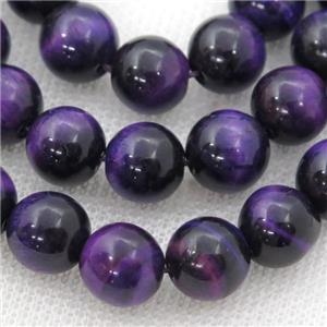 purple Tiger eye stone beads, round, approx 6mm dia