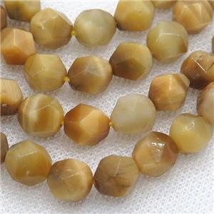 golden Tiger eye stone beads, faceted round, approx 10mm dia