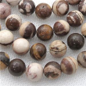 round Zebra Jasper Beads, approx 6mm dia