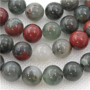 African BloodStone Beads Heliotrope Smooth Round, approx 10mm dia