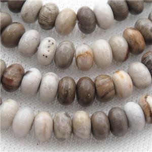 Silver Leaf Jasper rondelle beads, approx 8mm