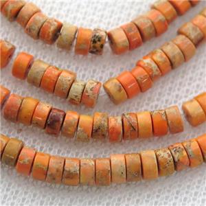 orange Imperial Jasper heishi beads, approx 3x6mm