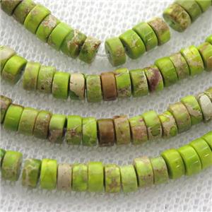 olive Imperial Jasper heishi beads, approx 3x6mm