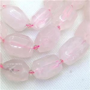 Rose Quartz nugget beads, faceted freeform, approx 12-18mm