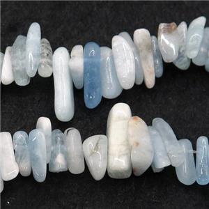 Aquamarine chip beads, approx 4-12mm