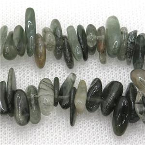 green Rutilated Quartz beads chip, approx 4-12mm