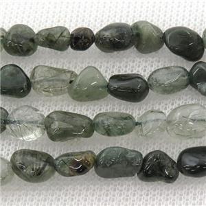 green Rutilated Quartz chip beads, approx 5-8mm