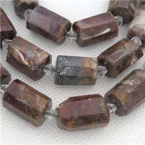 Pietersite Jasper beads, faceted cylinder, approx 12-18mm