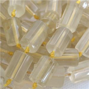 Lemon Quartz beads, faceted tube, approx 12-18mm