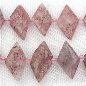 StrawberryQuartz rhombic beads, approx 13-28mm