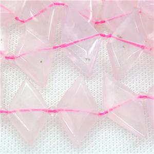 Rose Quartz rhombic beads, approx 13-28mm