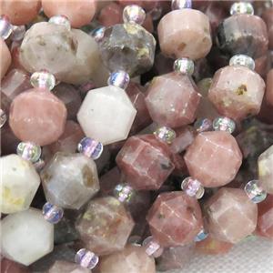 pink plum blossom Jasper bullet beads, approx 7-8mm