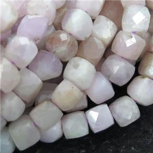 Kunzite Beads, faceted cube, approx 4mm