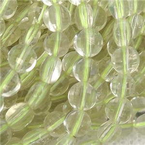 Lemon Quartz Beads, faceted circle, approx 4mm dia