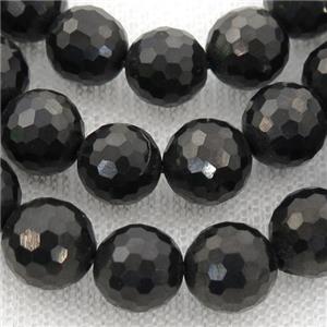 black Coal Crystal Beads, faceted round, approx 6mm dia