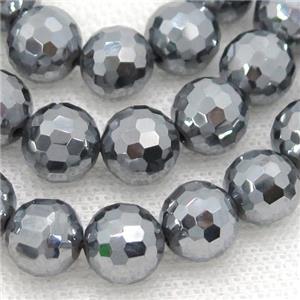 Terahertz Stone Beads, faceted round, approx 8mm dia