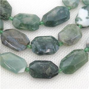 green Moss Agate Beads, faceted rectangle, approx 15-22mm