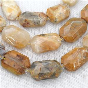 yellow Crazy Agate Beads, faceted rectangle, approx 15-22mm