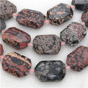 red Snowflake Jasper Beads, faceted rectangle, approx 15-22mm