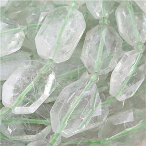 Green Quartz Beads, faceted rectangle, approx 15-22mm