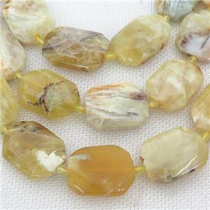 yellow Opal Beads, faceted rectangle, approx 15-22mm