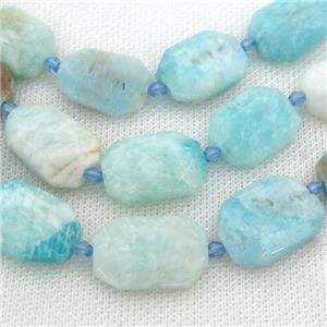 green Amazonite Beads, faceted rectangle, approx 15-22mm