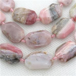 pink Opal Beads, faceted rectangle, approx 15-22mm