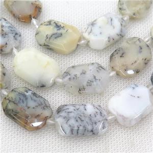 white Moss Opal Beads, faceted rectangle, approx 15-22mm