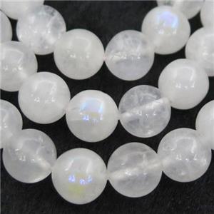 white MoonStone Beads, round, electroplated, approx 8mm dia