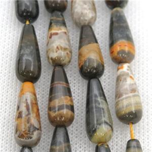 Bumblebee Jasper teardrop beads, approx 10x30mm