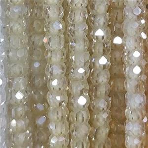 champagne Cubic Zircon Beads, faceted rondelle, approx 3mm