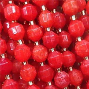 red Jade bullet beads, approx 10mm