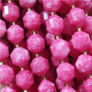 hotpink Jade bullet beads, approx 10mm