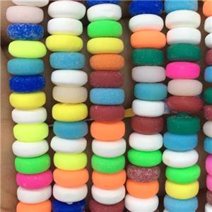 Polymer Clay rondelle beads, mix color, approx 3x8mm