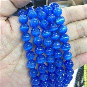 blue round Cats Eye Stone Beads, approx 8mm dia