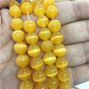 ambergold round Cats Eye Stone Beads, approx 4mm dia