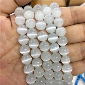 white round Cats Eye Stone Beads, approx 8mm dia