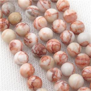 red Silk Jasper Beads, round, approx 4mm dia