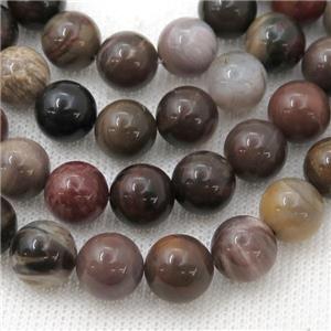 Wooden Petrified Jasper Beads, round, approx 4mm dia